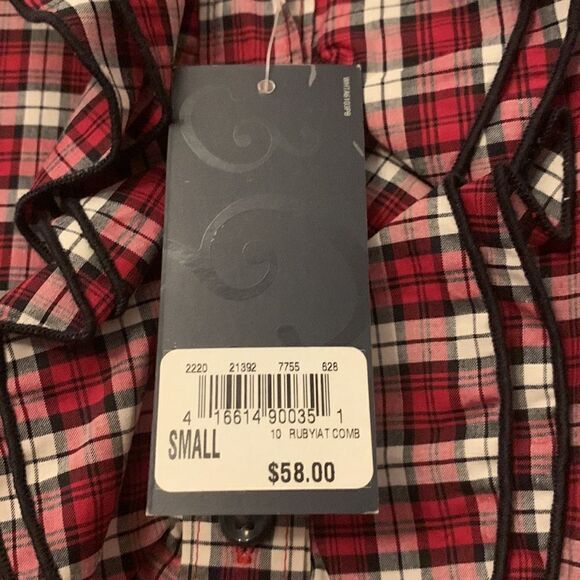 GH Bass & co tartan plaid long sleeve blouse Size S NWT - Picture 8 of 8